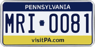 PA license plate MRI0081