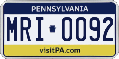PA license plate MRI0092
