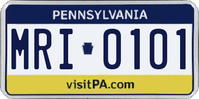 PA license plate MRI0101
