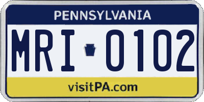 PA license plate MRI0102