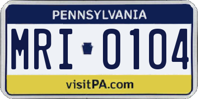 PA license plate MRI0104