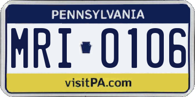 PA license plate MRI0106