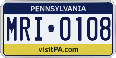 PA license plate MRI0108