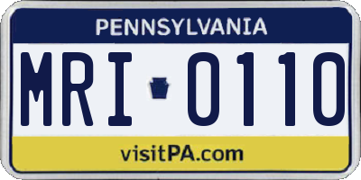 PA license plate MRI0110