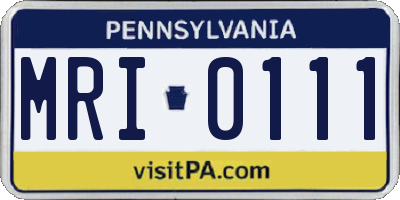PA license plate MRI0111