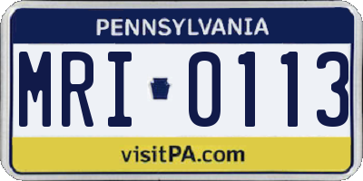 PA license plate MRI0113