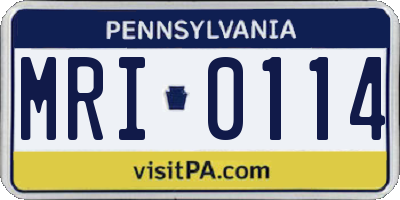 PA license plate MRI0114