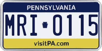 PA license plate MRI0115
