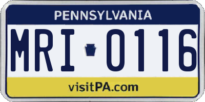 PA license plate MRI0116