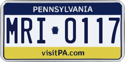PA license plate MRI0117