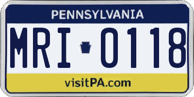 PA license plate MRI0118