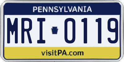 PA license plate MRI0119