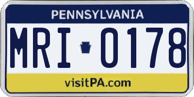 PA license plate MRI0178