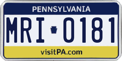 PA license plate MRI0181