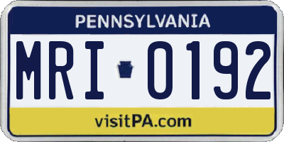 PA license plate MRI0192