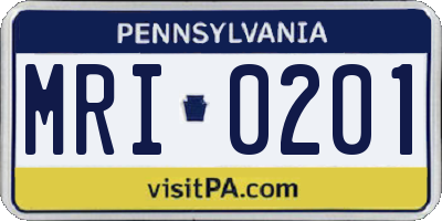 PA license plate MRI0201