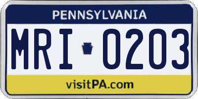 PA license plate MRI0203