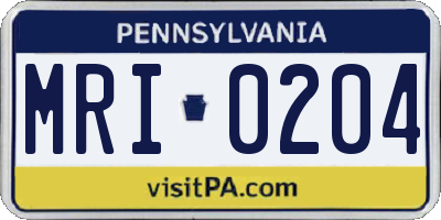 PA license plate MRI0204