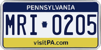PA license plate MRI0205