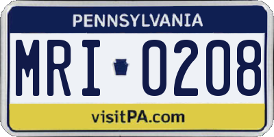 PA license plate MRI0208