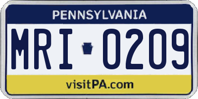PA license plate MRI0209