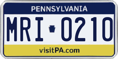 PA license plate MRI0210