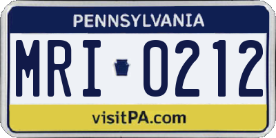 PA license plate MRI0212