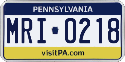 PA license plate MRI0218