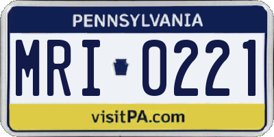 PA license plate MRI0221