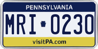 PA license plate MRI0230