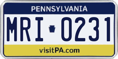 PA license plate MRI0231