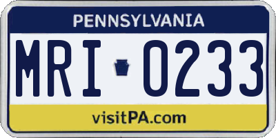 PA license plate MRI0233