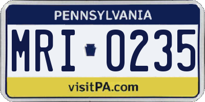 PA license plate MRI0235