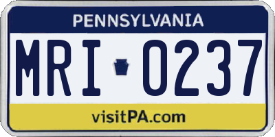 PA license plate MRI0237