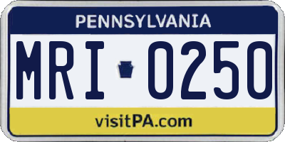 PA license plate MRI0250