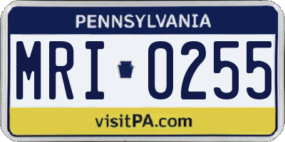 PA license plate MRI0255
