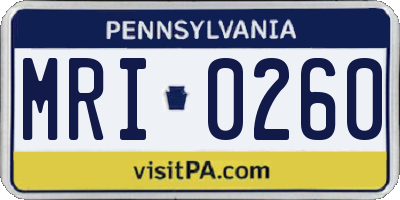 PA license plate MRI0260