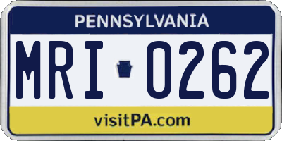 PA license plate MRI0262