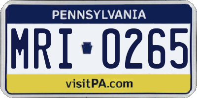 PA license plate MRI0265