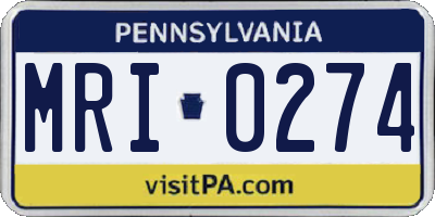 PA license plate MRI0274