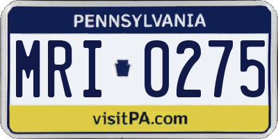 PA license plate MRI0275