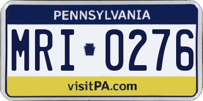 PA license plate MRI0276