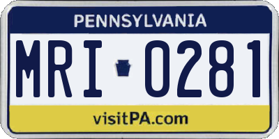 PA license plate MRI0281