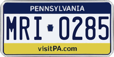 PA license plate MRI0285