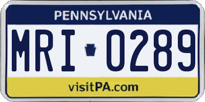 PA license plate MRI0289