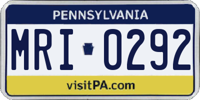 PA license plate MRI0292