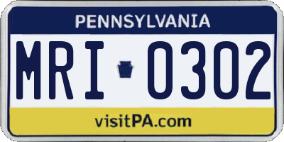 PA license plate MRI0302
