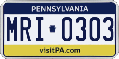 PA license plate MRI0303