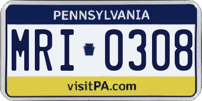 PA license plate MRI0308