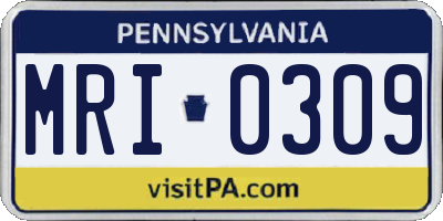 PA license plate MRI0309